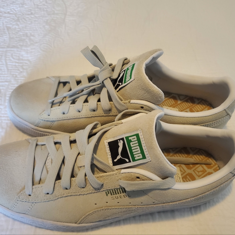 Puma Suede Sneakers - Off-White and Tan- size 10 (worn one time)